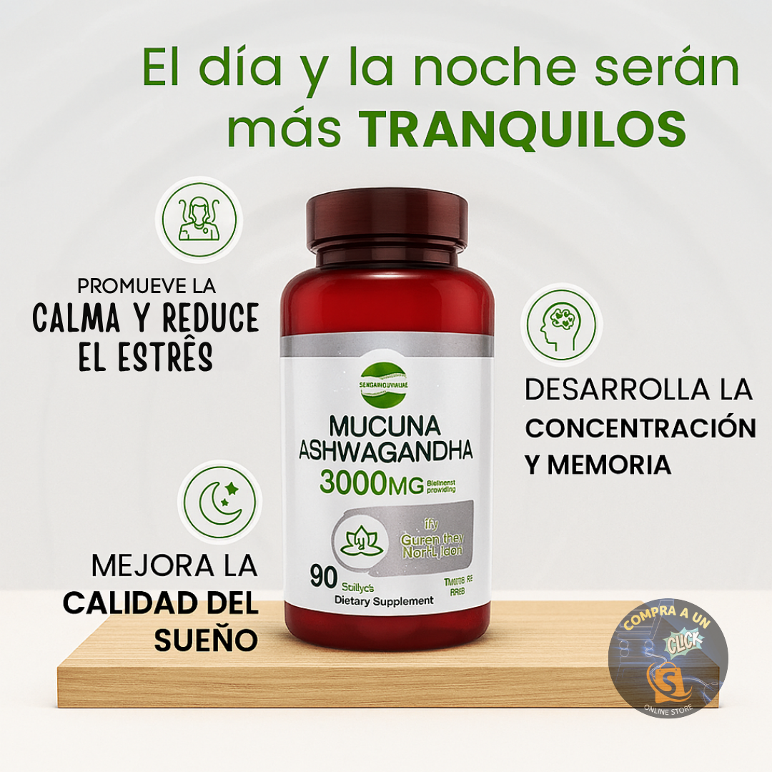 Frasco de Mucuna Ashwagandha 3000mg