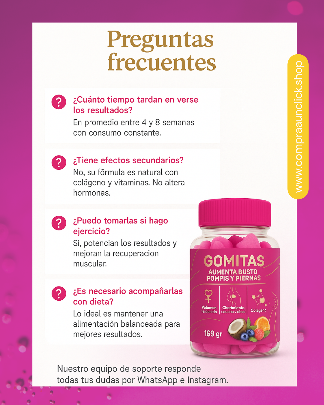 Información nutricional gomitas de colágeno